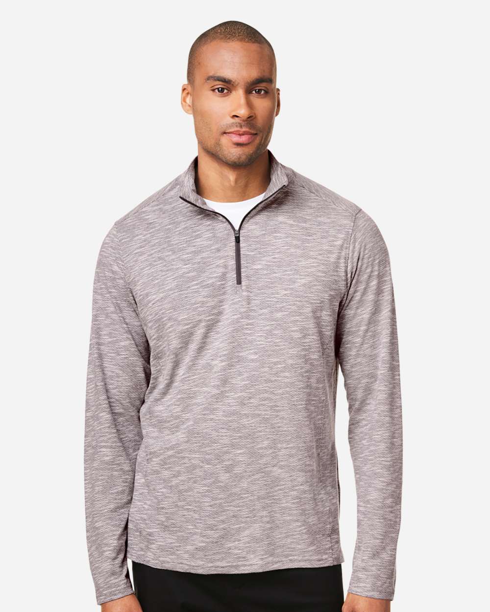Men's Eclipse Jacquard Quarter-Zip Pullover - OnModelFront - B178D3533 - Burgundy Heather