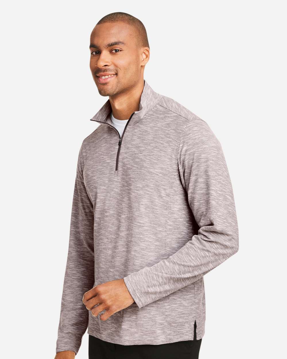 Men's Eclipse Jacquard Quarter-Zip Pullover - OnModelSide - B178D3533 - Burgundy Heather