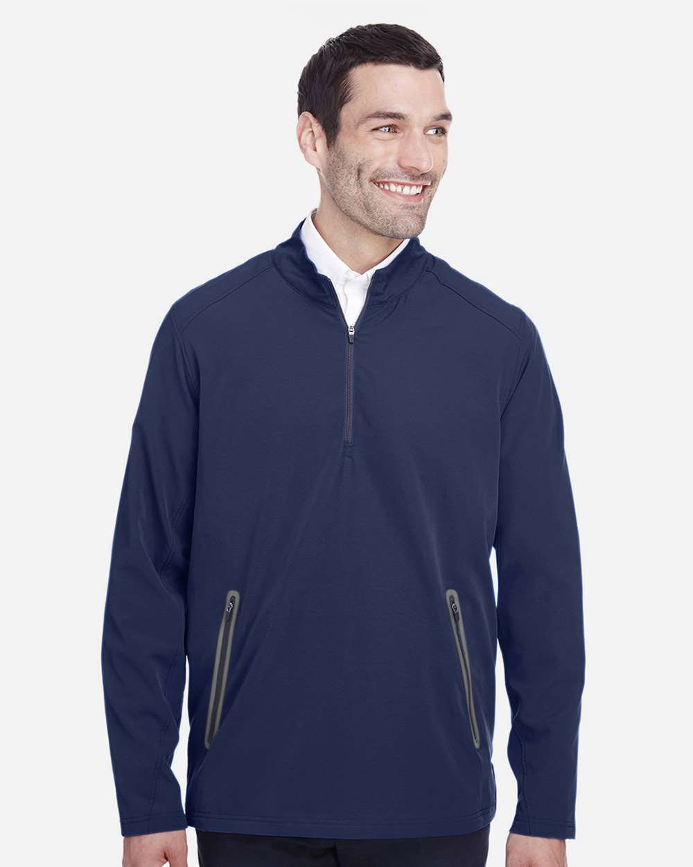 Men's Quest Stretch Quarter-Zip Pullover - OnModelFront - B172D3653 - Classic Navy/ Carbon