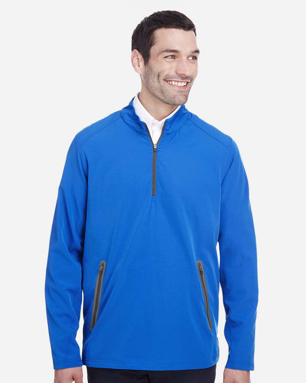 Men's Quest Stretch Quarter-Zip Pullover - OnModelFront - B172D3756 - Olympic Blue/ Carbon