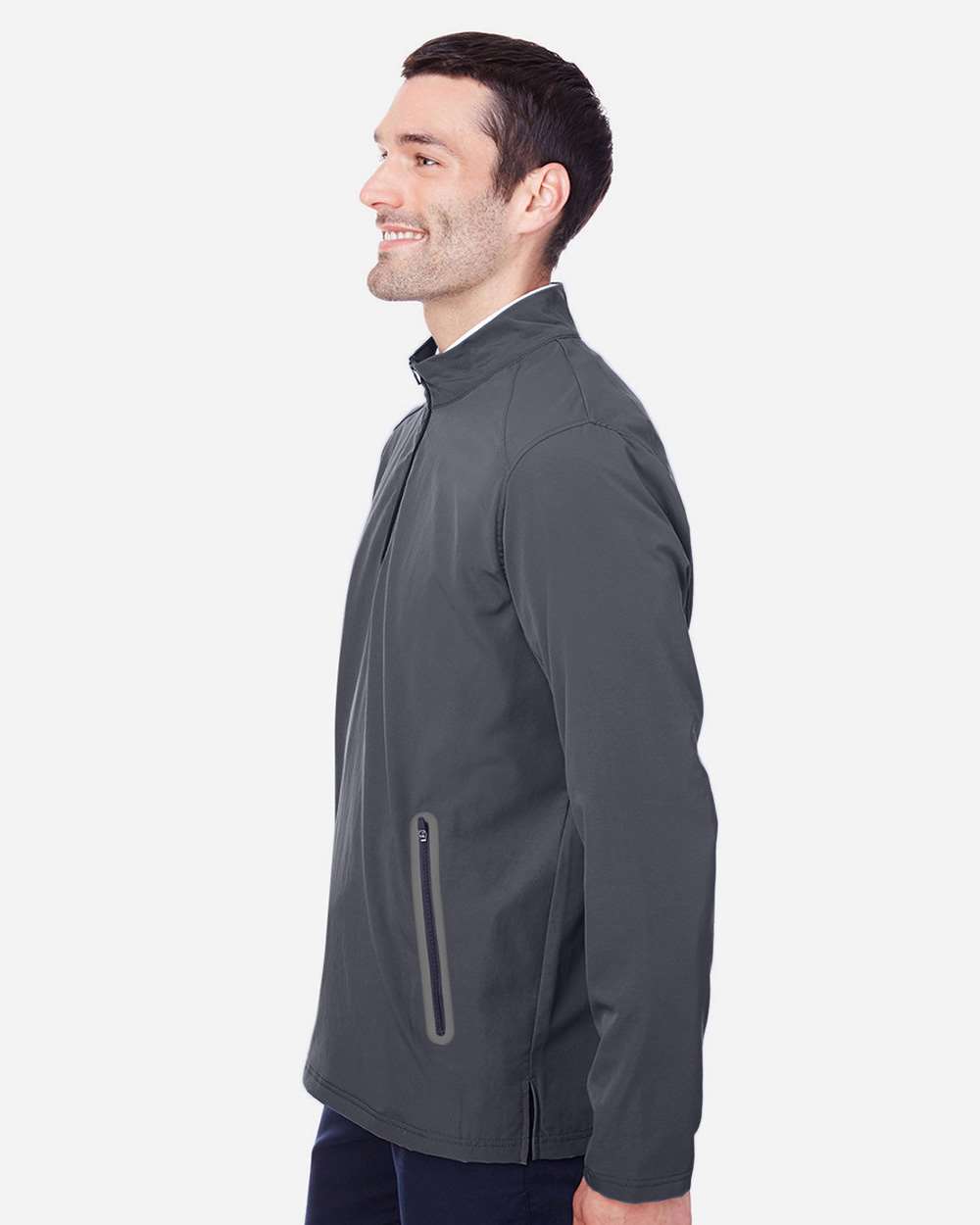 Men's Quest Stretch Quarter-Zip Pullover - OnModelSide - B172D3596 - Carbon/ Black