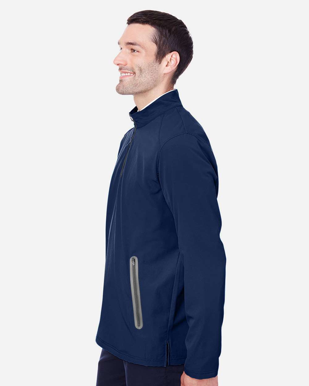 Men's Quest Stretch Quarter-Zip Pullover - OnModelSide - B172D3653 - Classic Navy/ Carbon