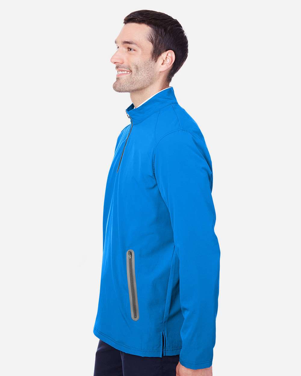 Men's Quest Stretch Quarter-Zip Pullover - OnModelSide - B172D3756 - Olympic Blue/ Carbon