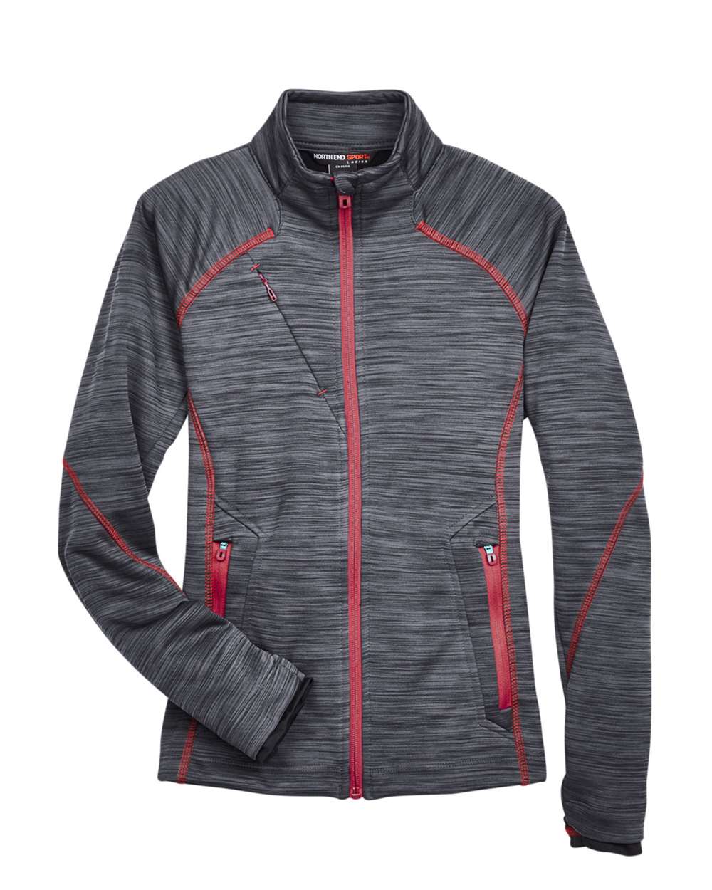 Women's Flux Mélange Bonded Fleece Jacket - Front - B245D3112 - Carbon/ Olympic Red