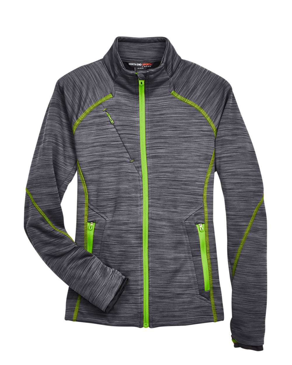 Women's Flux Mélange Bonded Fleece Jacket - Front - B245D3592 - Carbon/ Acid Green