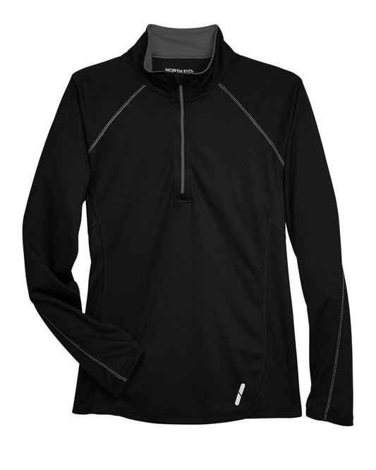Women's Radar Performance Quarter-Zip Pullover - Front - B117D3502 - Black