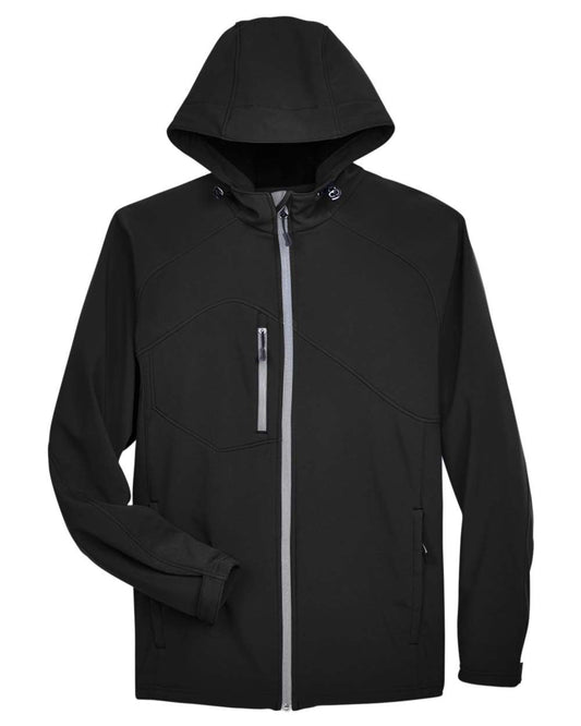 Men's Prospect Two-Layer Fleece Bonded Soft Shell Hooded Jacket - Front - B139D3503 - Black