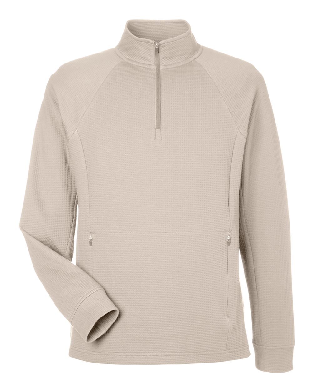 Men's Rhythm Waffle Quarter-Zip Pullover - Front - B168D3243 - Oatmeal