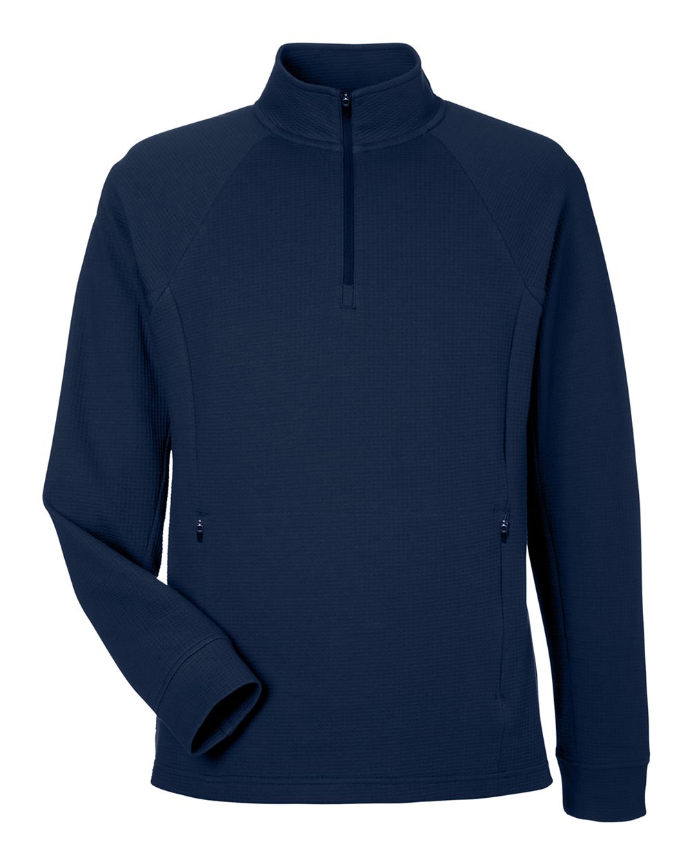 Men's Rhythm Waffle Quarter-Zip Pullover - Front - B168D3653 - Classic Navy