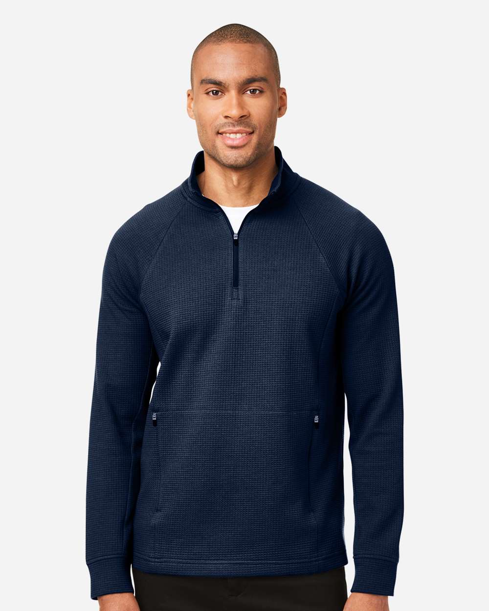 Men's Rhythm Waffle Quarter-Zip Pullover - OnModelFront - B168D3653 - Classic Navy
