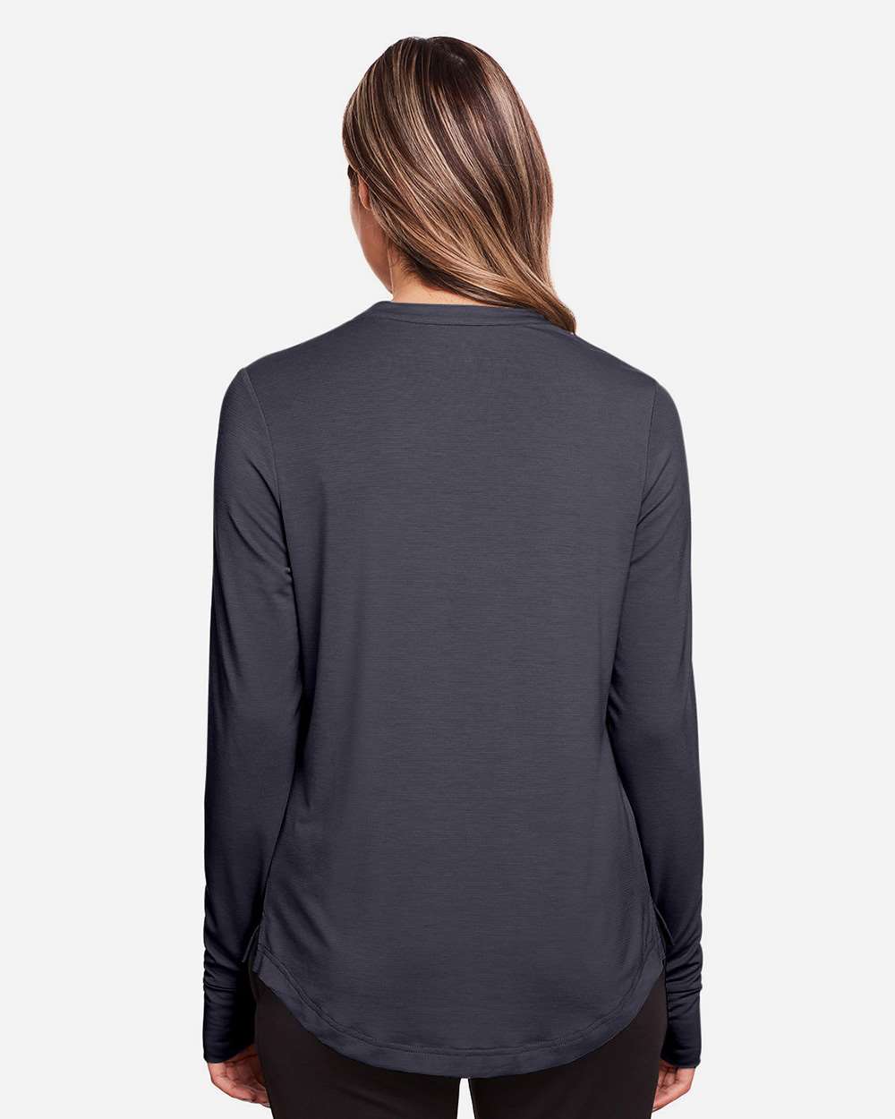 Women's JAQ Stretch Performance V-Neck Snap Pullover - OnModelBack - B171D3592 - Carbon