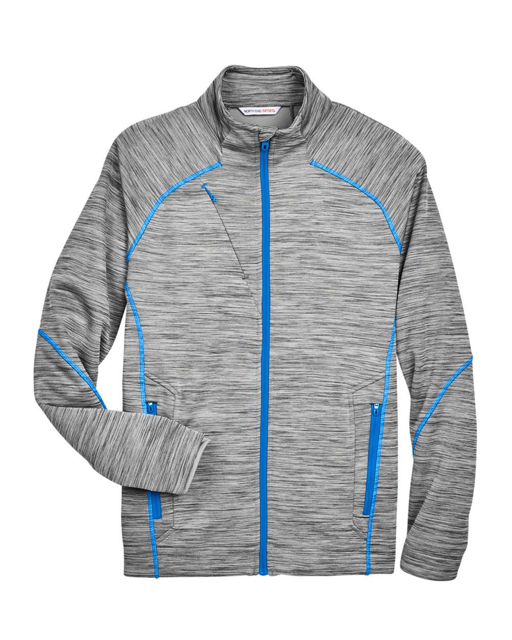Men's Flux Mélange Bonded Fleece Jacket - Front - B269D3023 - Platinum/ Olympic Blue