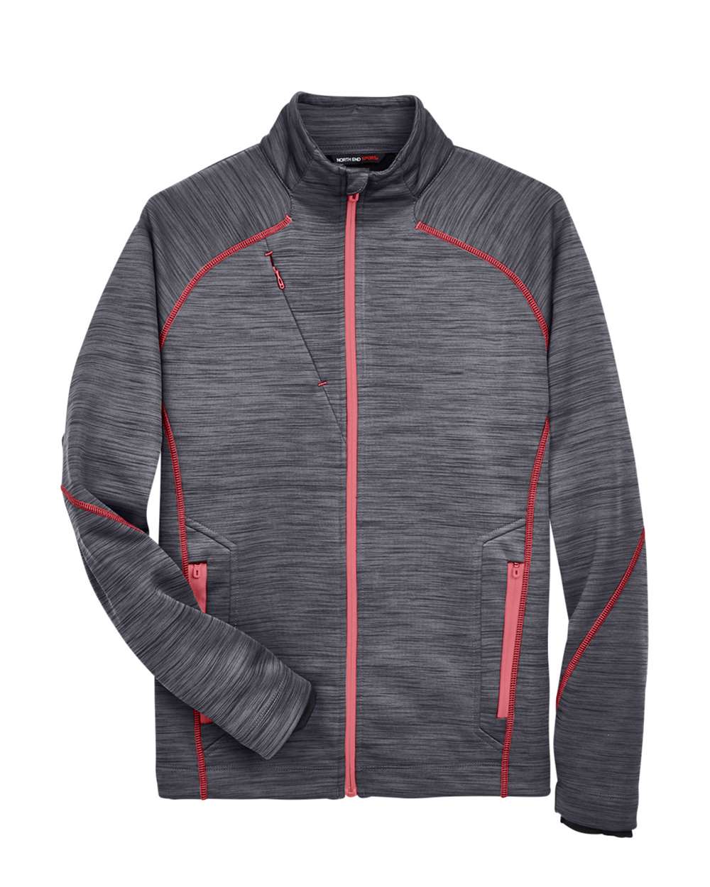 Men's Flux Mélange Bonded Fleece Jacket - Front - B269D3113 - Carbon/ Olympic Red