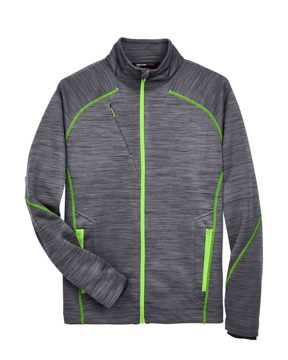 Men's Flux Mélange Bonded Fleece Jacket - Front - B269D3593 - Carbon/ Acid Green