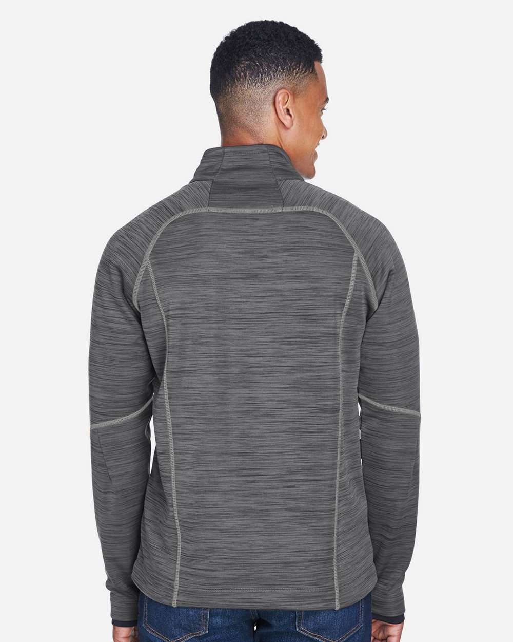 Men's Flux Mélange Bonded Fleece Jacket - OnModelBack - B269D3103 - Carbon/ Black