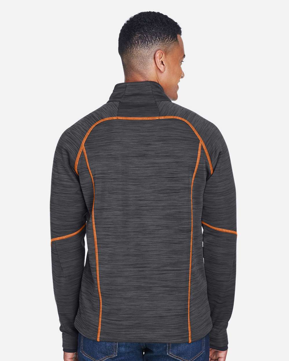 Men's Flux Mélange Bonded Fleece Jacket - OnModelBack - B269D3123 - Carbon/ Orange Soda