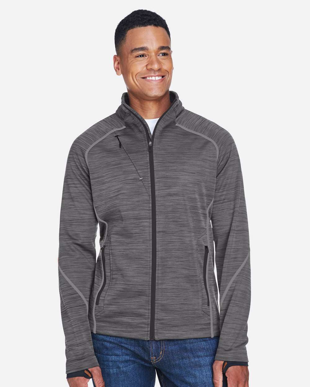 Men's Flux Mélange Bonded Fleece Jacket - OnModelFront - B269D3103 - Carbon/ Black