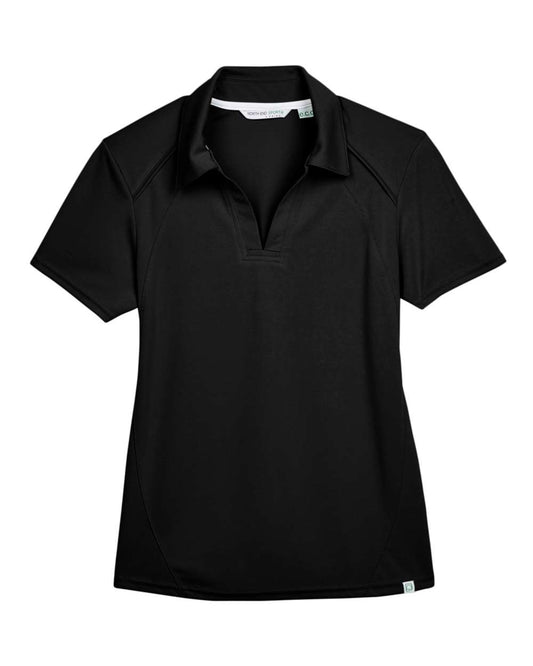Women's Recycled Polyester Performance Pique Polo - Front - B237D3502 - Black
