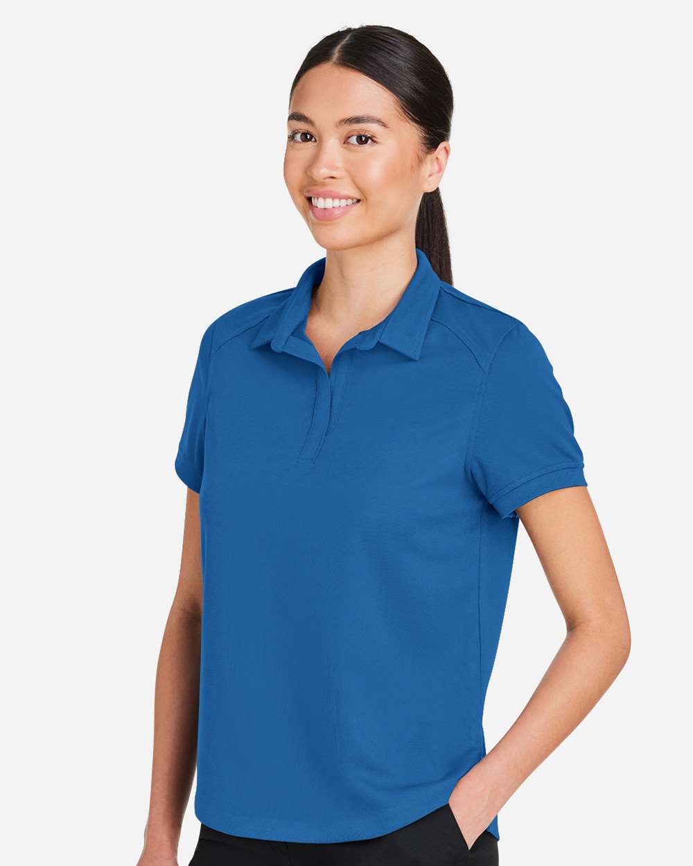 Women's Express Tech Performance Polo - OnModelSide - B165D3102 - Light Nautical Blue