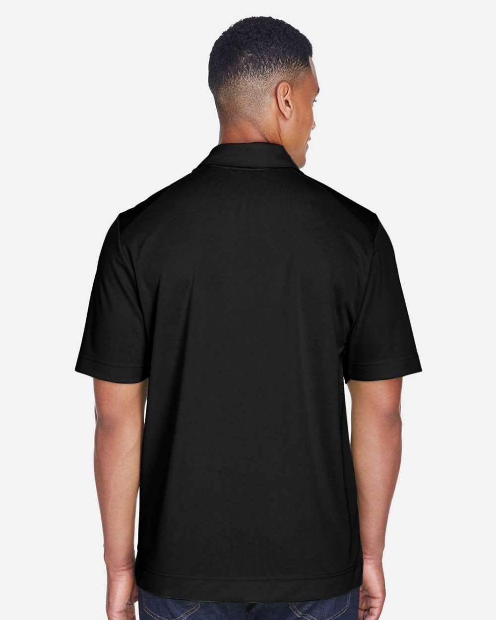 Men's Recycled Polyester Performance Pique Polo - OnModelBack - B254D3503 - Black