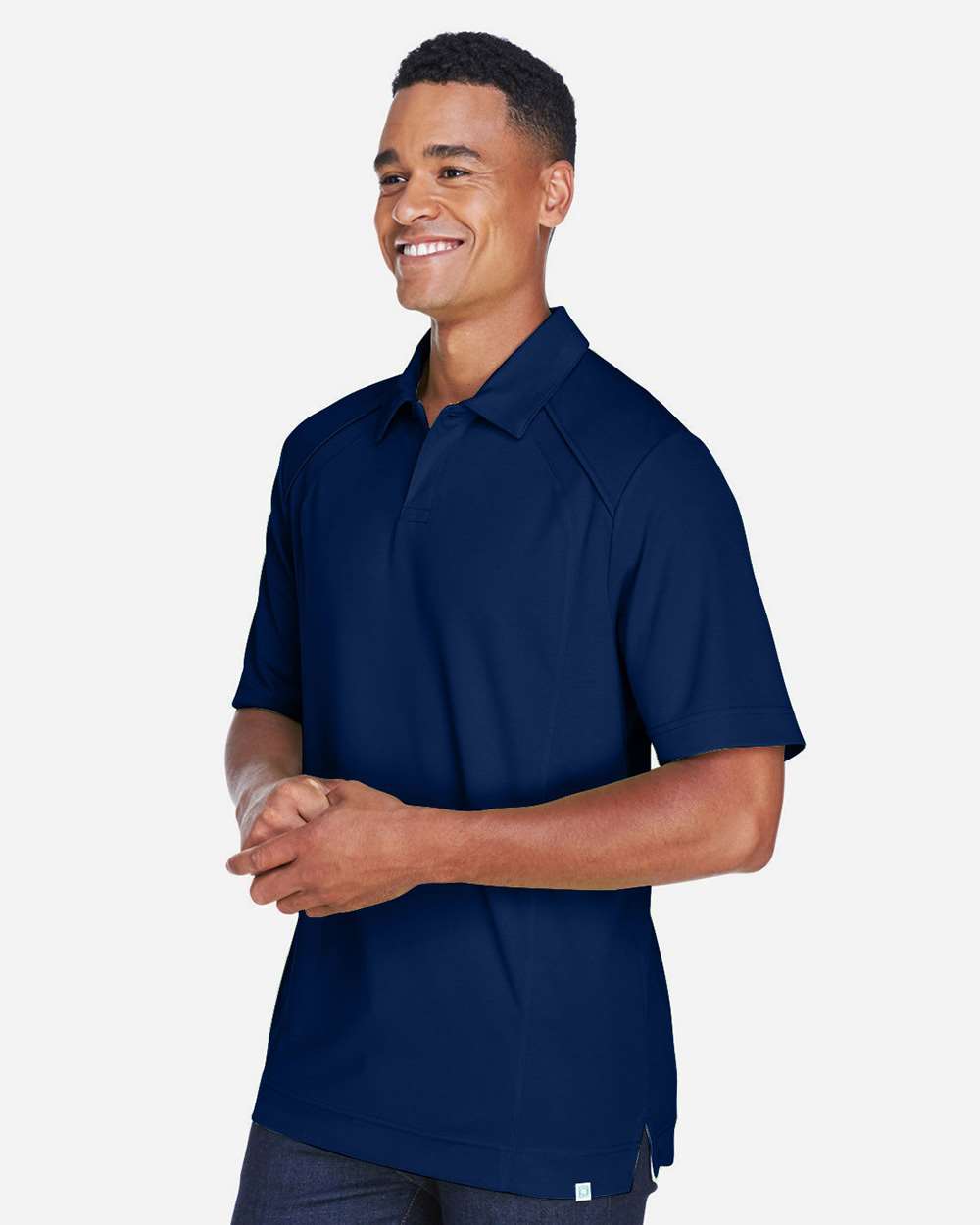 Men's Recycled Polyester Performance Pique Polo - OnModelSide - B254D3103 - Night
