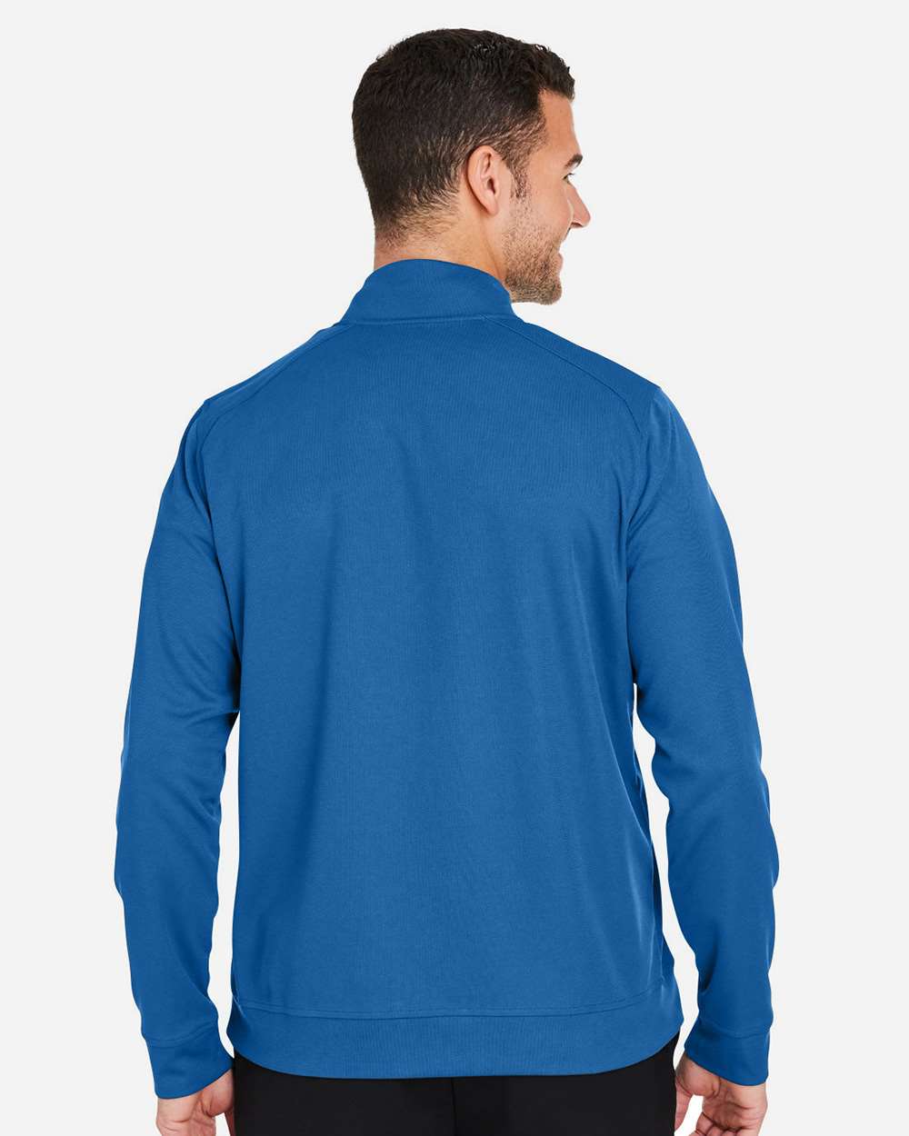 Men's Express Tech Performance Pique Quarter-Zip Pullover - OnModelBack - B176D3103 - Light Nautical Blue