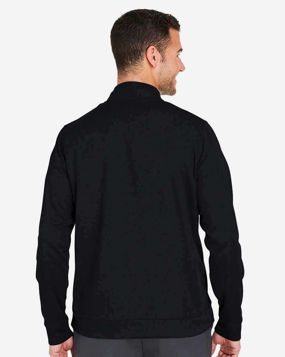 Men's Express Tech Performance Pique Quarter-Zip Pullover - OnModelBack - B176D3503 - Black