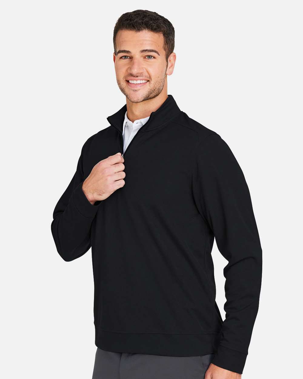 Men's Express Tech Performance Pique Quarter-Zip Pullover - OnModelSide - B176D3503 - Black