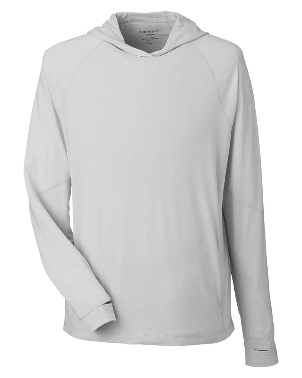 Unisex JAQ Stretch Performance Hooded Long Sleeve T-Shirt - Front - B161D3021 - Platinum