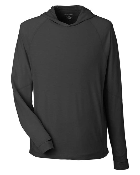 Unisex JAQ Stretch Performance Hooded Long Sleeve T-Shirt - Front - B161D3501 - Black