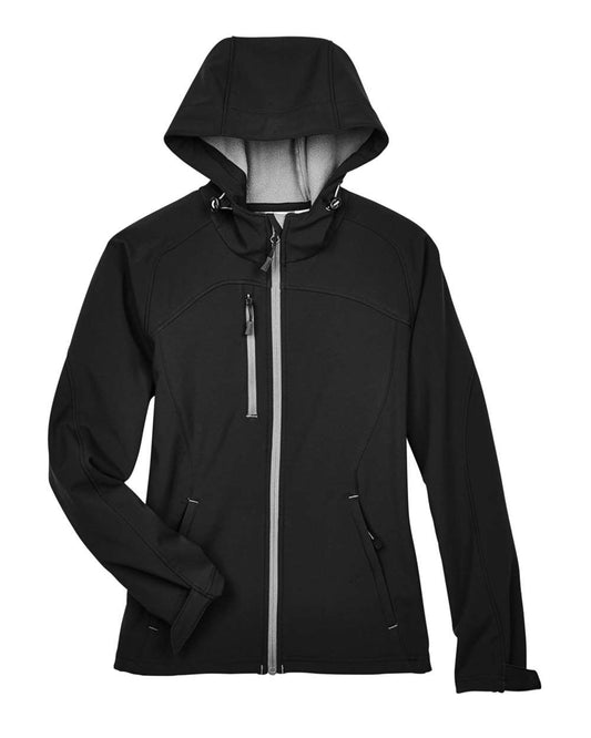 Women's Prospect Two-Layer Fleece Bonded Soft Shell Hooded Jacket - Front - B111D3503 - Black