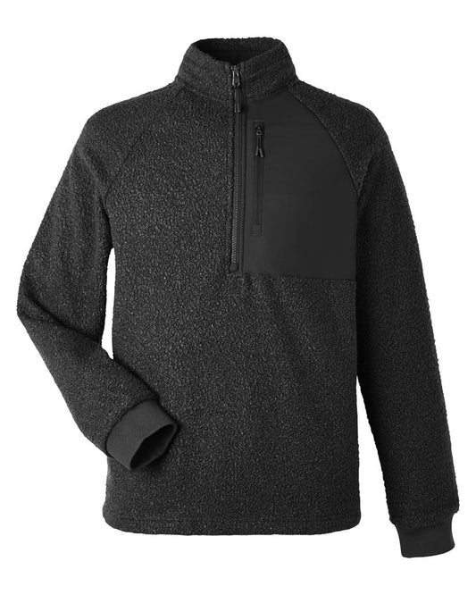 Men's Aura Sweater Fleece Quarter-Zip Pullover - Front - B199D3503 - Black/ Black