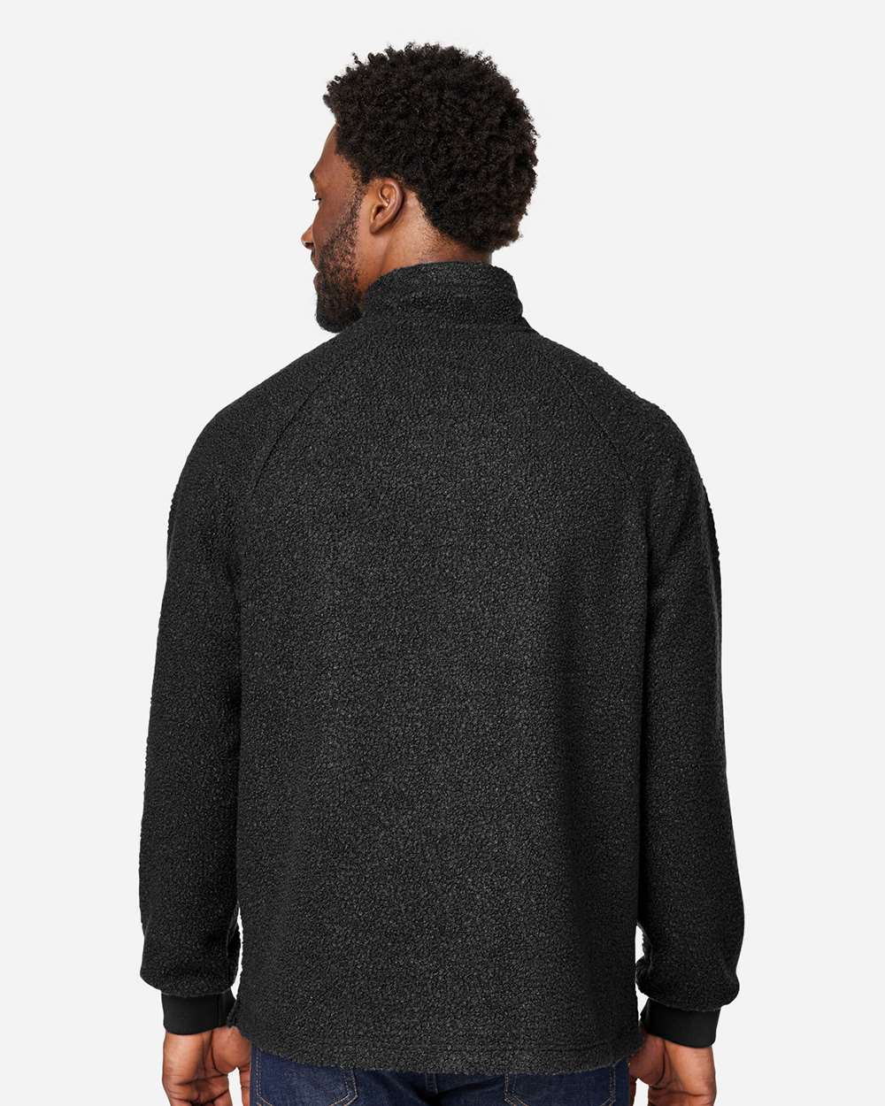Men's Aura Sweater Fleece Quarter-Zip Pullover - OnModelBack - B199D3503 - Black/ Black