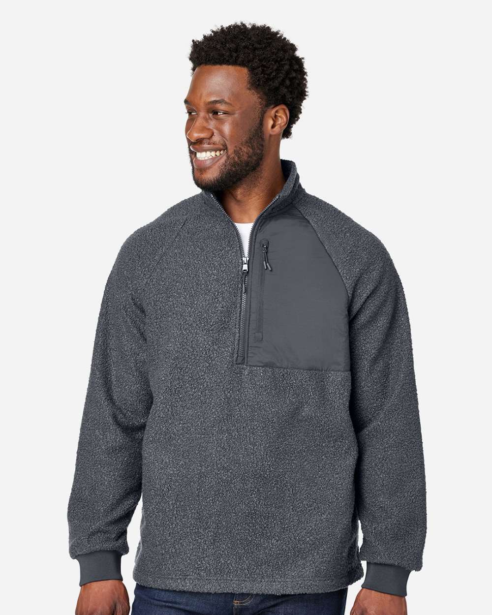 Men's Aura Sweater Fleece Quarter-Zip Pullover - OnModelFront - B199D3593 - Carbon/ Carbon