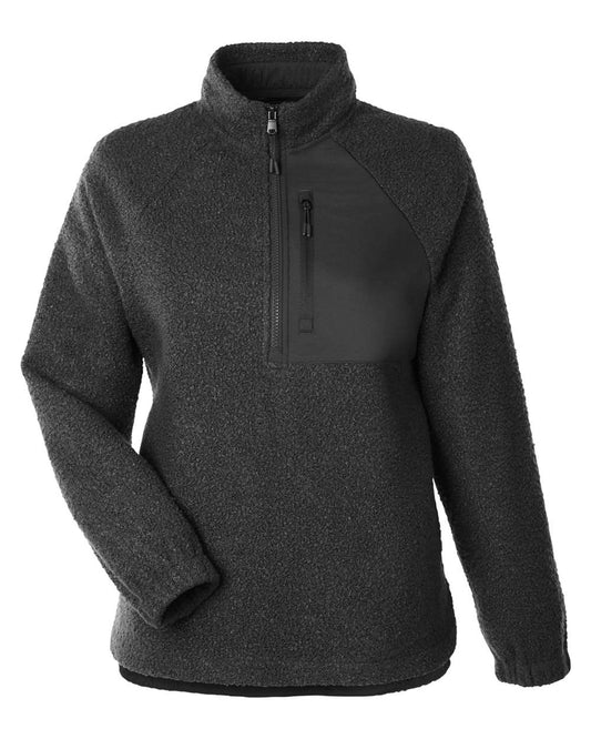 Women's Aura Sweater Fleece Quarter-Zip Pullover - Front - B200D3502 - Black/ Black