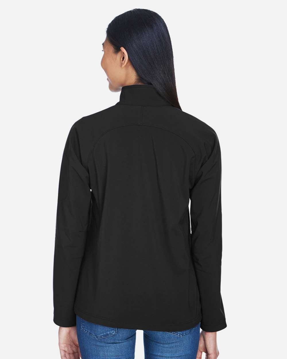 Women's 3-Layer Fleece Performance Soft Shell Jacket - OnModelBack - B105D3503 - Black