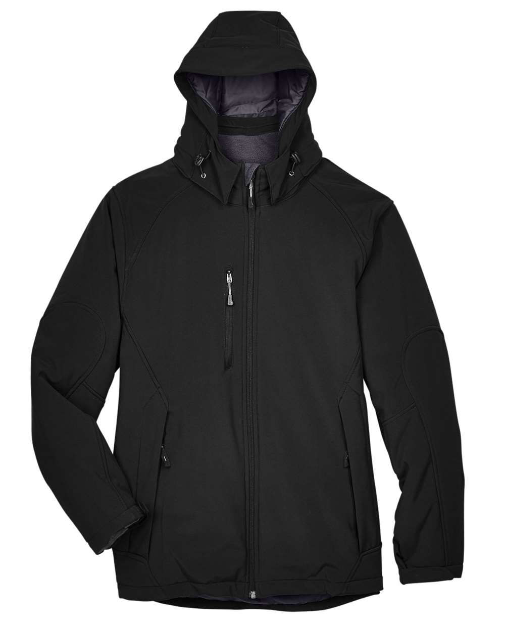 Men's Glacier Insulated Three-Layer Fleece Soft Shell Hood Jacket with Detachable Hood - Front - B138D3503 - Black