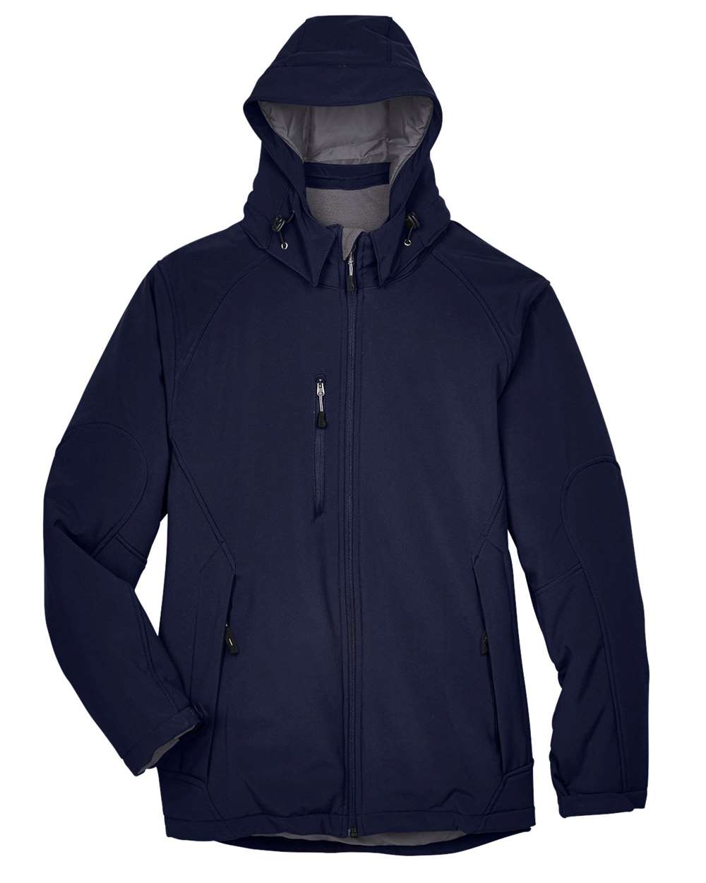 Men's Glacier Insulated Three-Layer Fleece Soft Shell Hood Jacket with Detachable Hood - Front - B138D3653 - Classic Navy