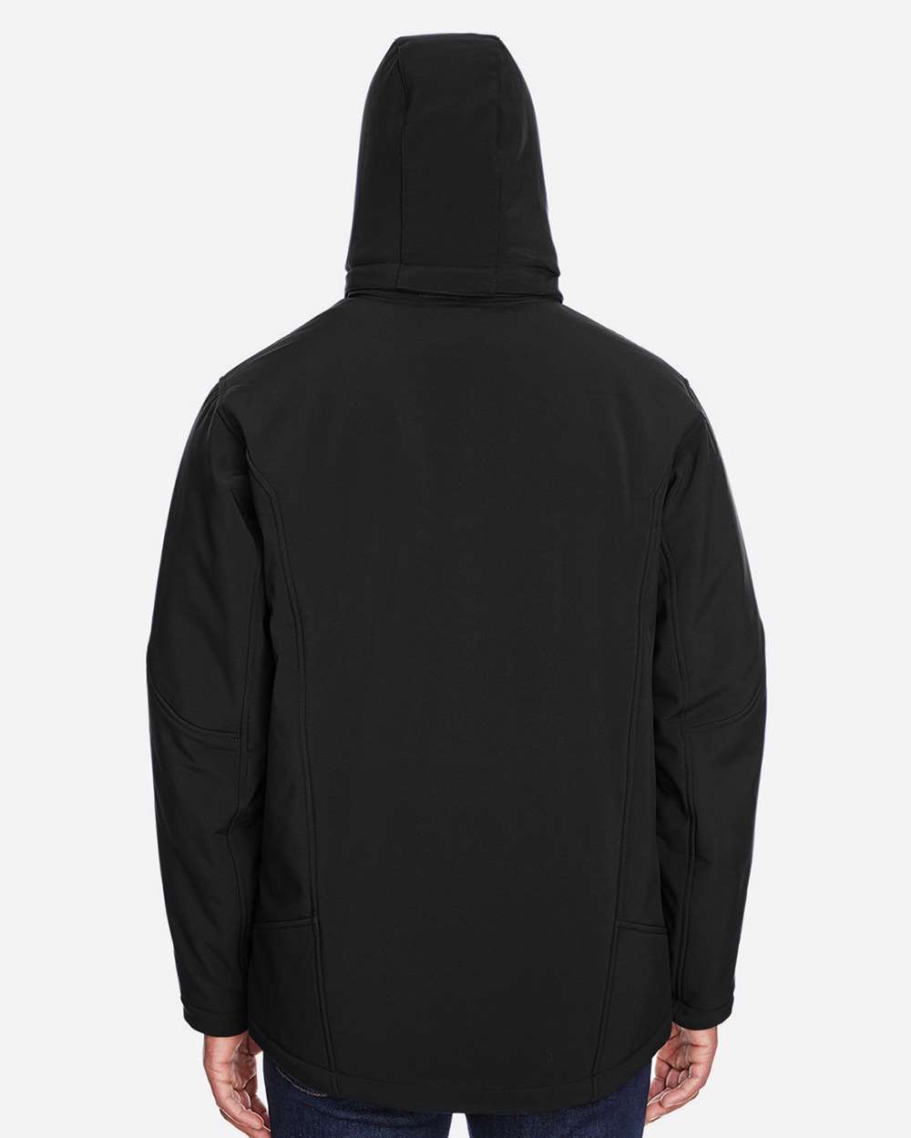 Men's Glacier Insulated Three-Layer Fleece Soft Shell Hood Jacket with Detachable Hood - OnModelBack - B138D3503 - Black
