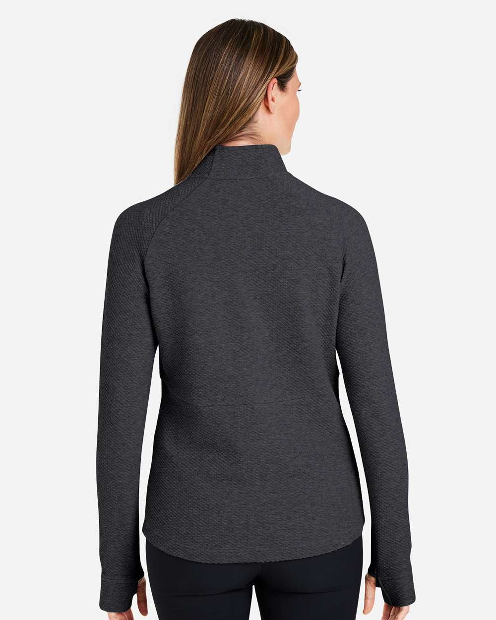 Women's Spirit Textured Quarter-Zip Pullover - OnModelBack - B208D3502 - Black Heather 