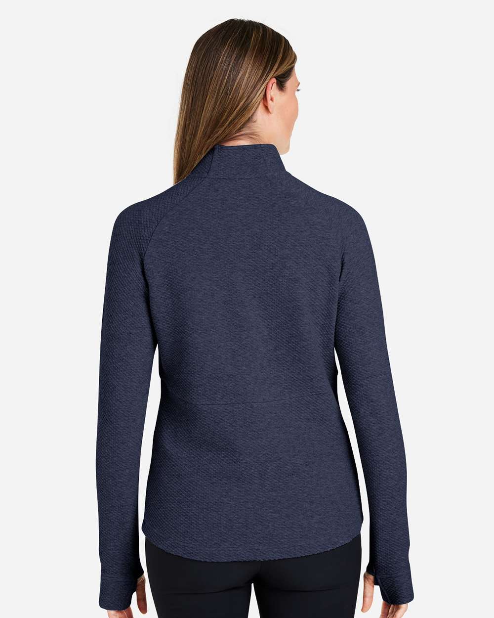 Women's Spirit Textured Quarter-Zip Pullover - OnModelBack - B208D3652 - Classic Navy Heather