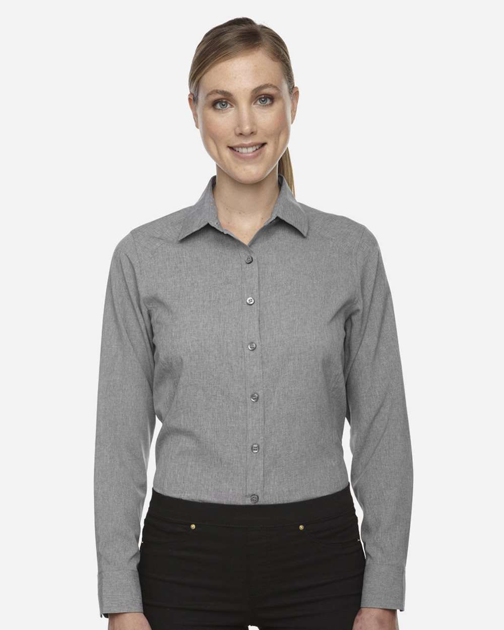 Women's Melange Performance Shirt - OnModelFront - B227D3092 - Light Heather