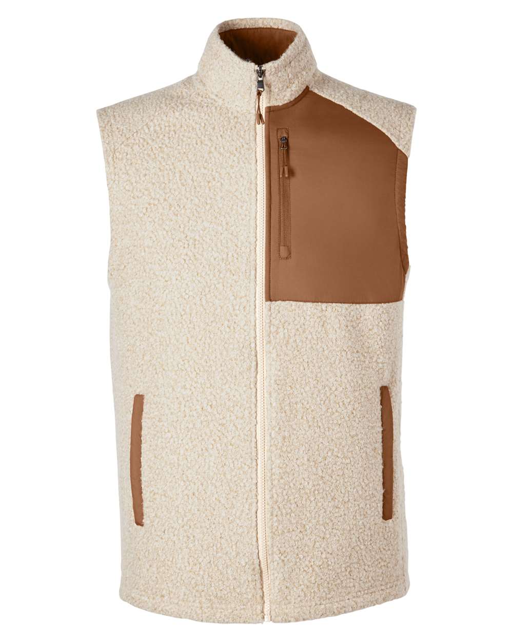 Men's Aura Sweater Fleece Vest - Front - B201D3243 - Oatmeal Heather/ Teak