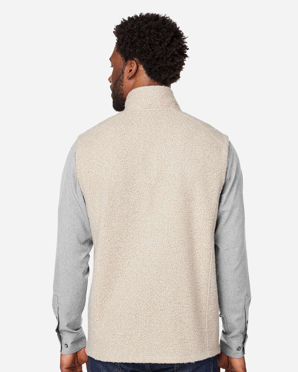 Men's Aura Sweater Fleece Vest - OnModelBack - B201D3243 - Oatmeal Heather/ Teak