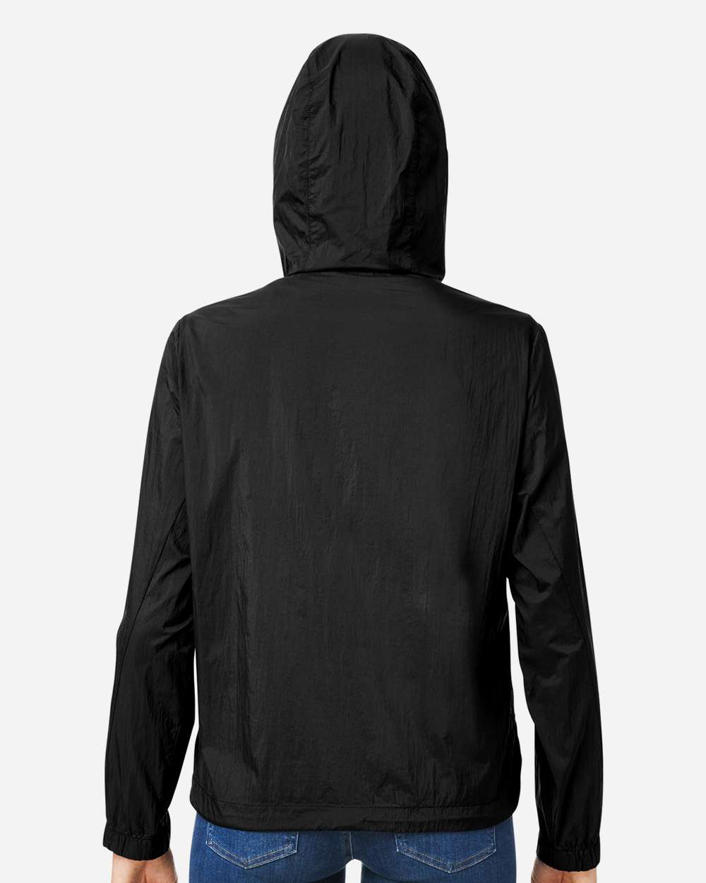 Women's Aura Lightweight Packable Anorak - OnModelBack - B214D3502 - Black/ Carbon