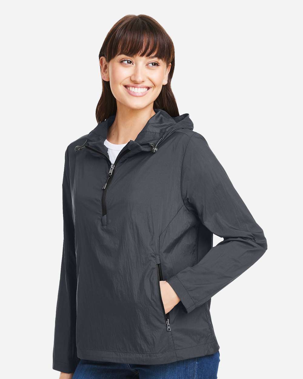Women's Aura Lightweight Packable Anorak - OnModelSide - B214D3592 - Carbon/ Black
