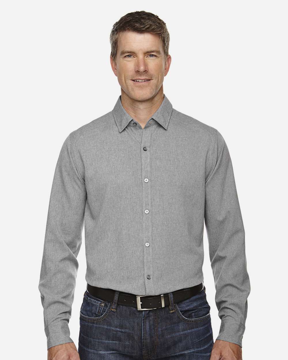 Men's Melange Performance Shirt - OnModelFront - B232D3093 - Light Heather