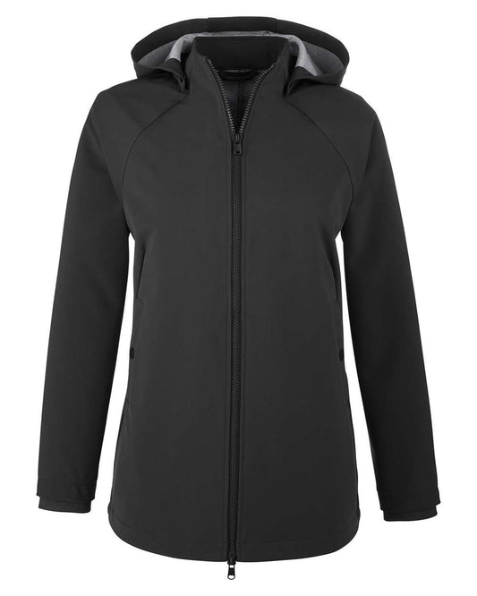 Women's City Hybrid Soft Shell Hooded Jacket - Front - B203D3502 - Black