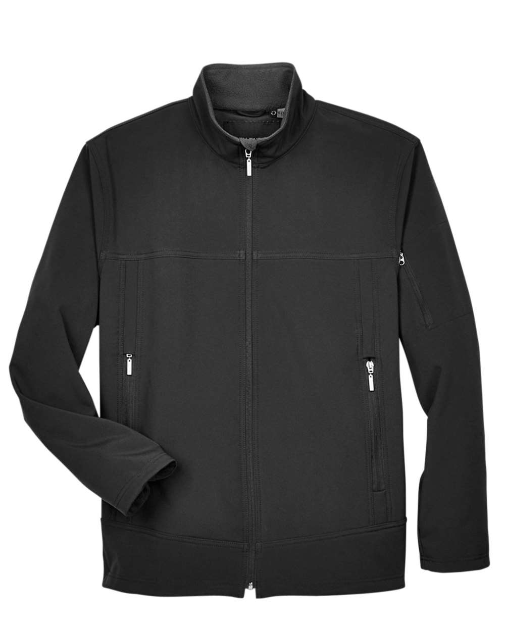 Men's Three layer Fleece Performance Soft Shell Jacket - Front - B132D3503 - Black