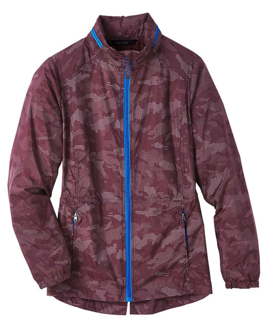 Women's Rotate Reflective Soft Shell Jacket - Front - B846D3532 - Burgundy/ Olympic Blue